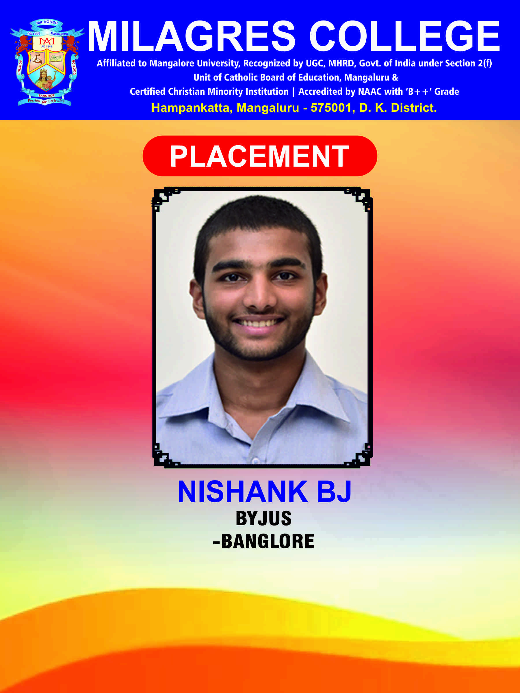 Successfully placed student